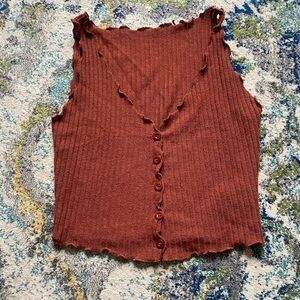 SHEIN Rust Ribbed Button-Front Camisole